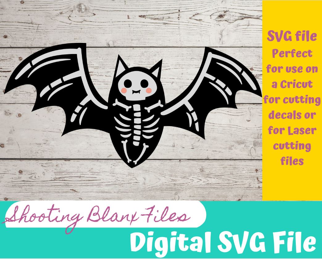 Bat Skeleton SVG file perfect for Cricut, Cameo, or Silhouette also for laser engraving Glowforge, Scary, Halloween, animal