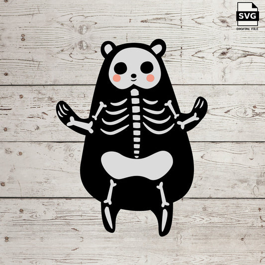Cartoon bear skeleton standing upright. SVG digital download preview.