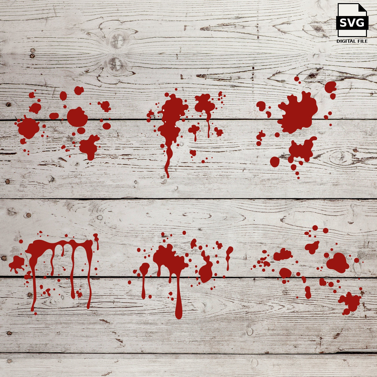 Blood splatter bundle. SVG digital download preview.