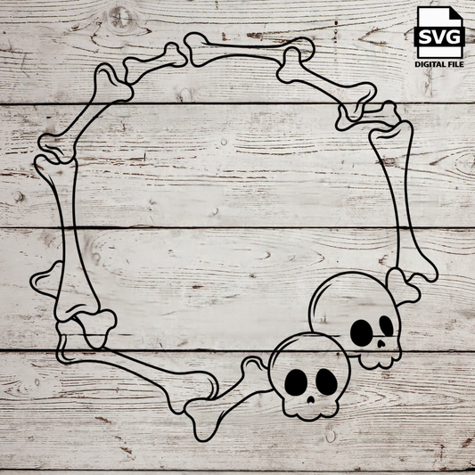 Halloween Circle Bone Skeleton Frame bundle SVG files perfect for Cricut, Cameo, or Silhouette also for laser engraving Glowforge, horror