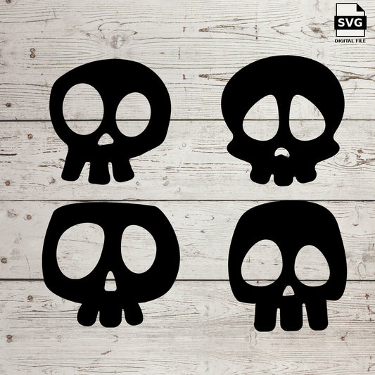 Cartoon skull skeleton bundle. SVG digital download preview.