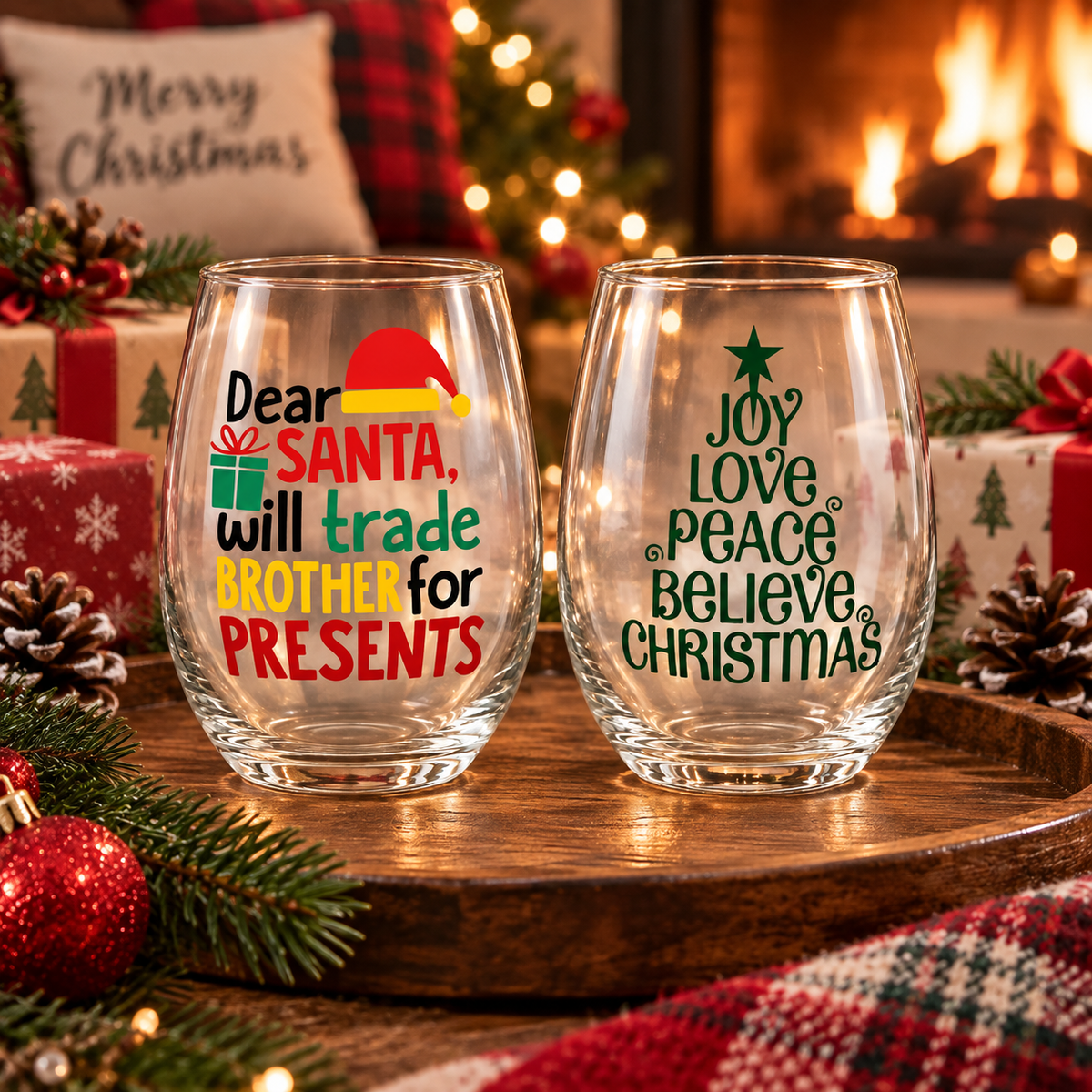 Christmas/ Holiday wine glasses