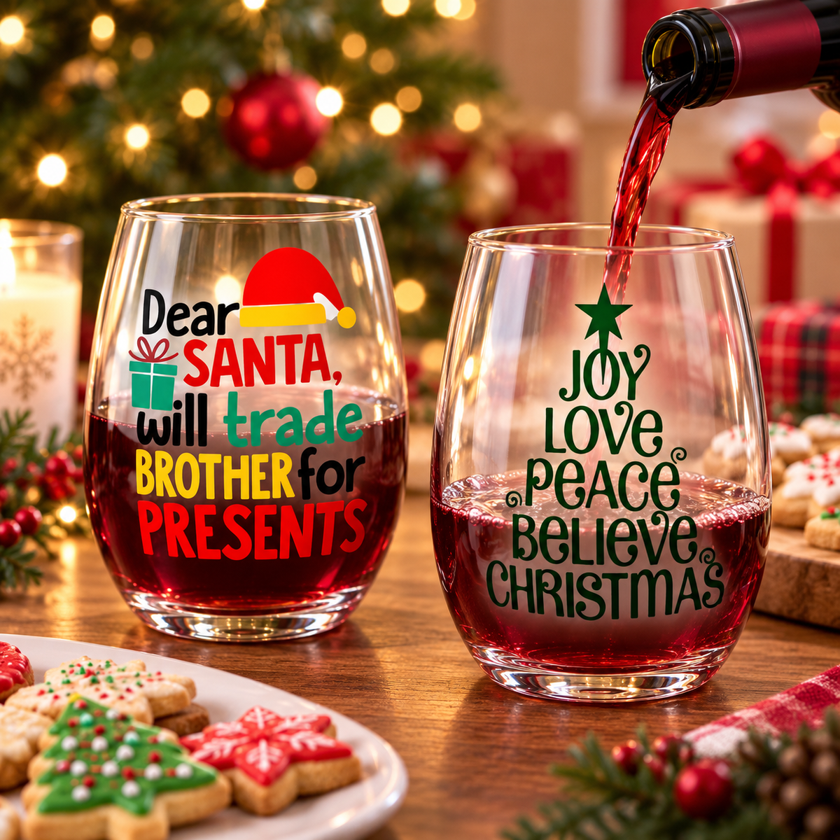 Christmas/ Holiday wine glasses