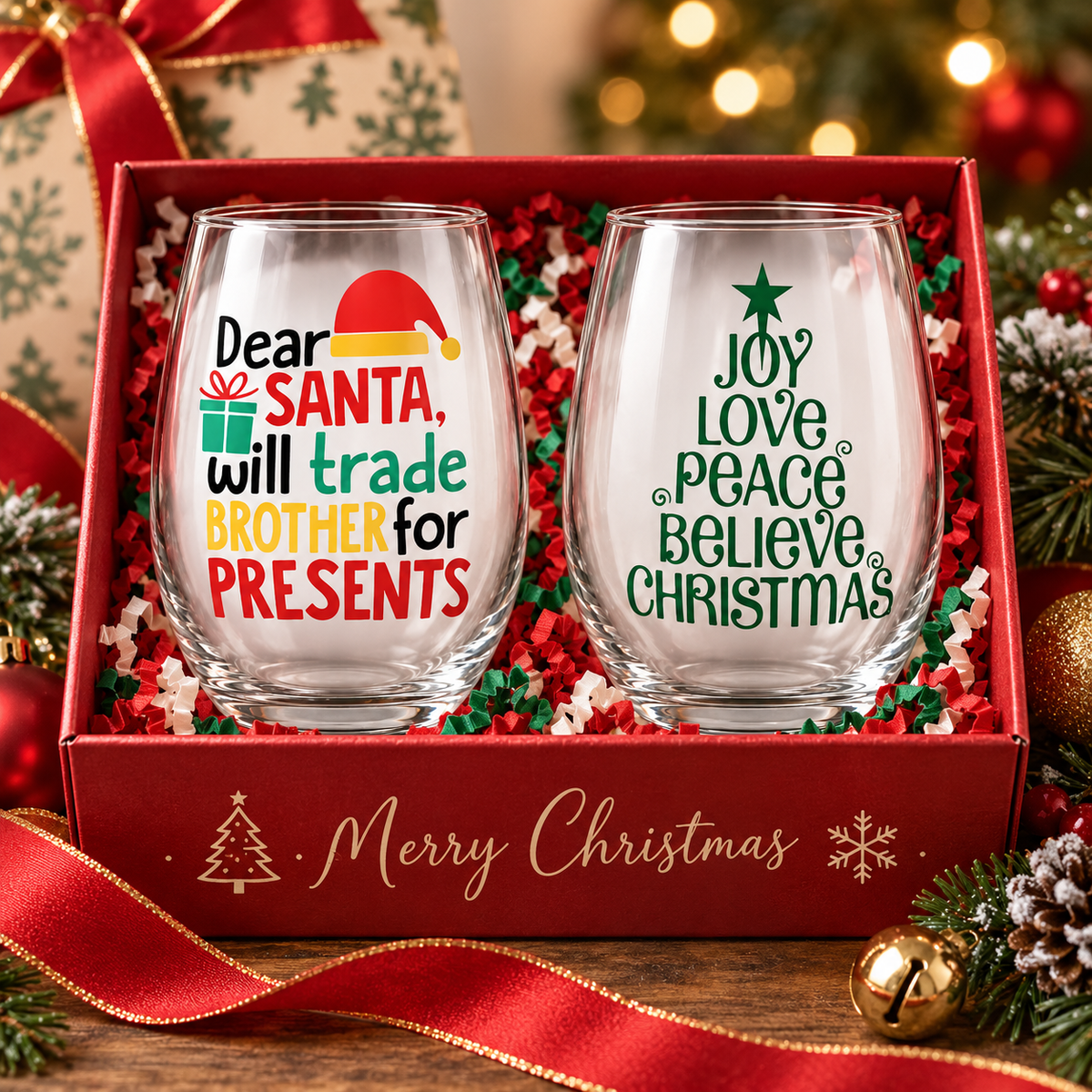 Christmas/ Holiday wine glasses