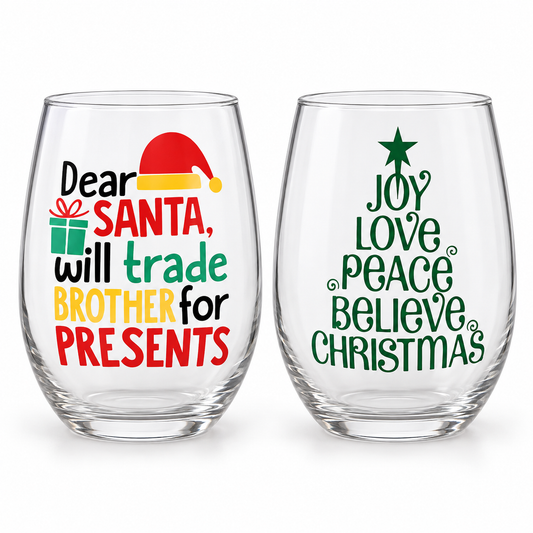 Christmas/ Holiday wine glasses