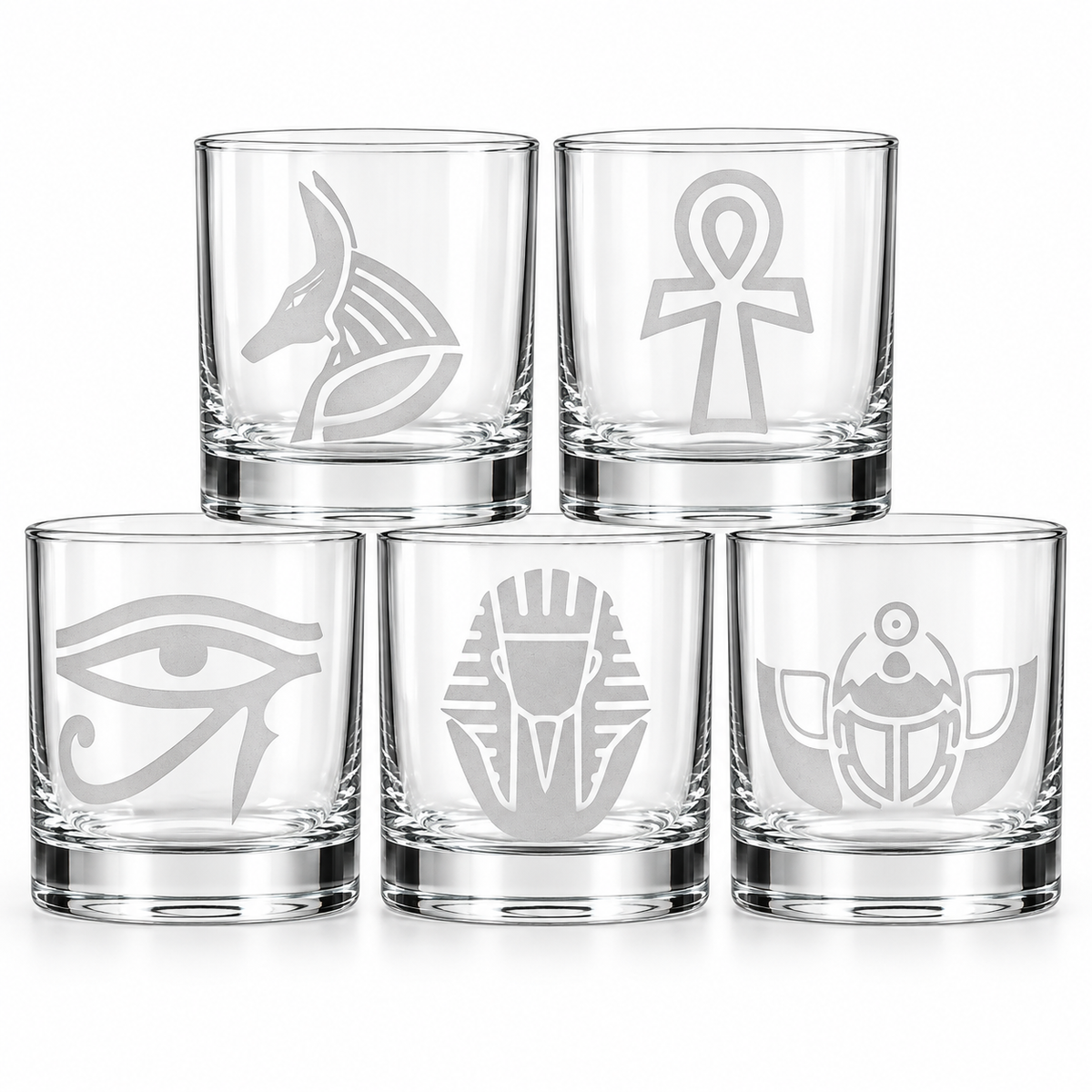 Egyptian Symbol Etched Glass Set — Glassware photo 1