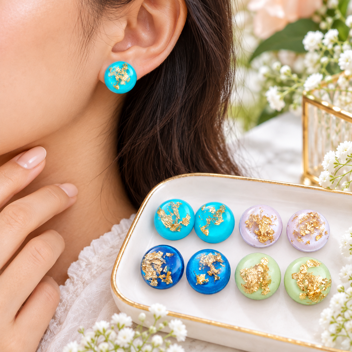 Gold Foil Resin Color Pop Earrings