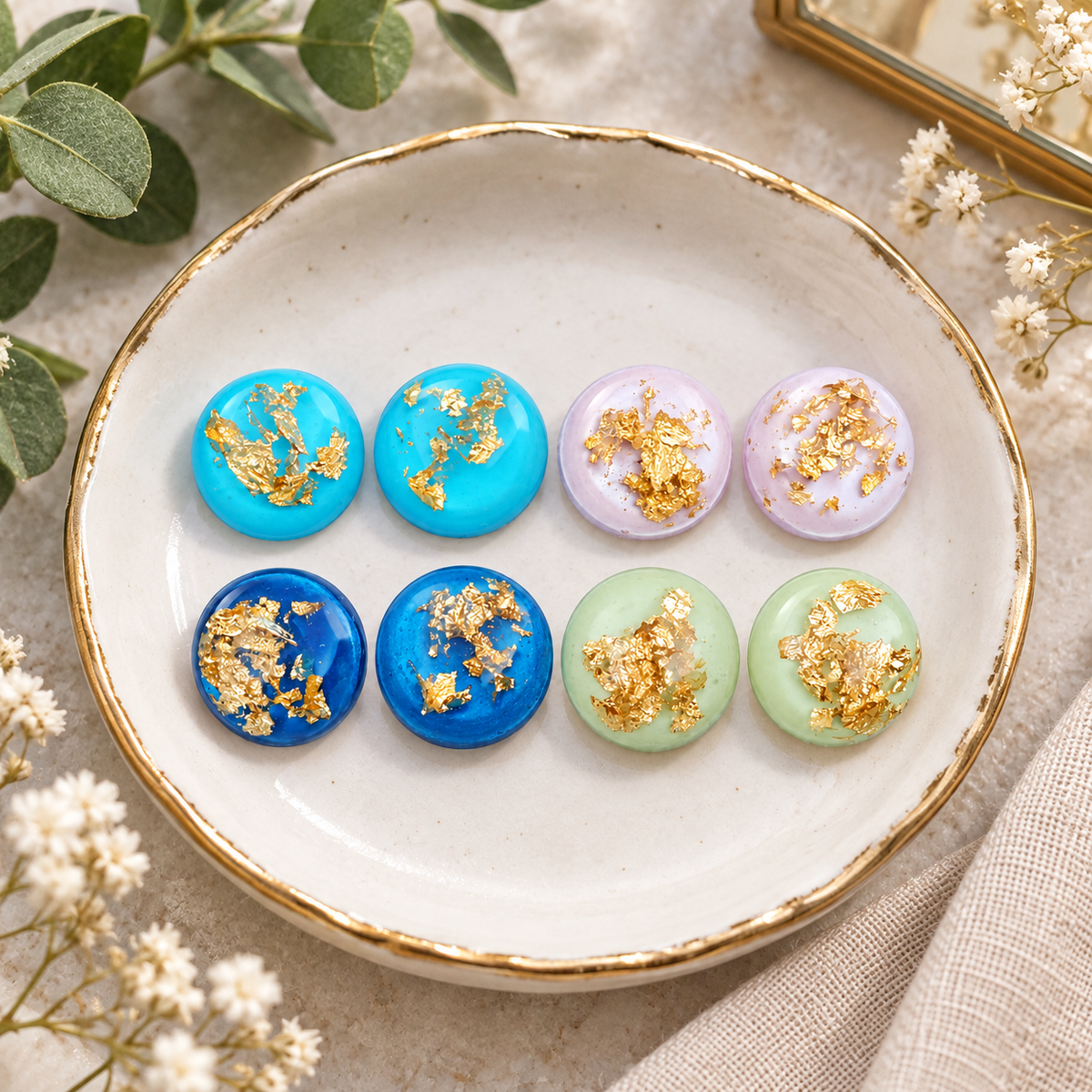 Gold Foil Resin Color Pop Earrings