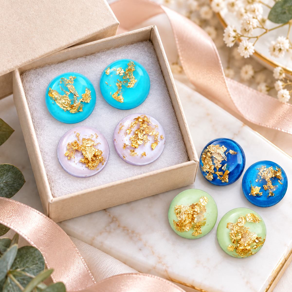Gold Foil Resin Color Pop Earrings