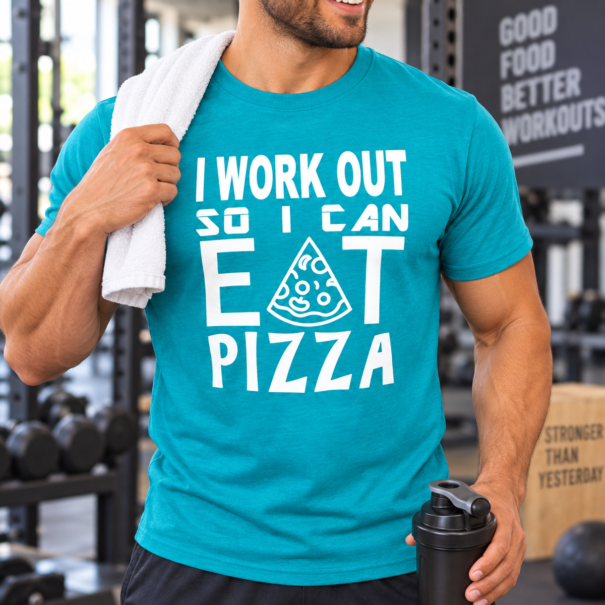 Custom Pizza Workout T-Shirt – Personalized Gym Tee — T-Shirt photo 3