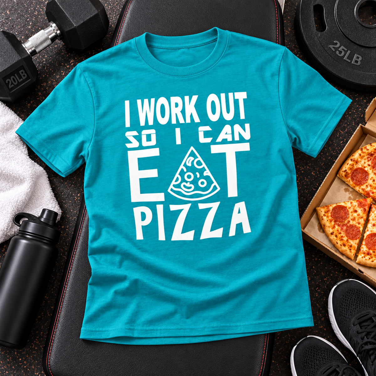 Custom Pizza Workout T-Shirt – Personalized Gym Tee — T-Shirt photo 4