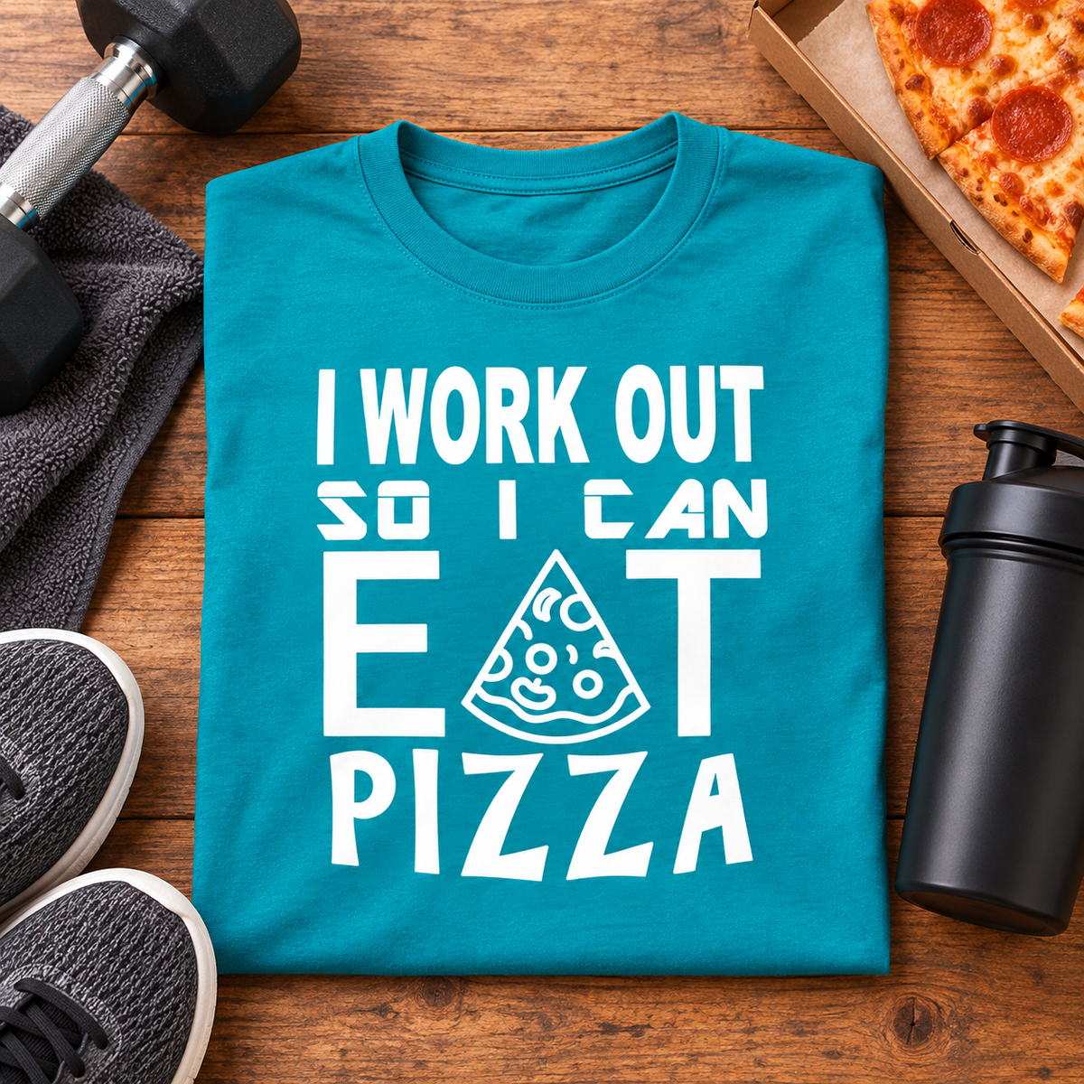 Custom Pizza Workout T-Shirt – Personalized Gym Tee — T-Shirt photo 5