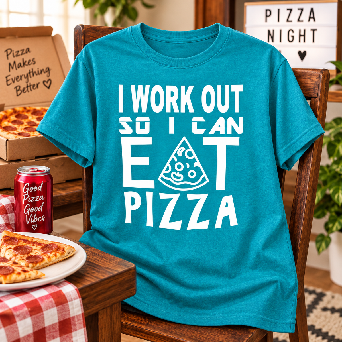 Custom Pizza Workout T-Shirt – Personalized Gym Tee — T-Shirt photo 2