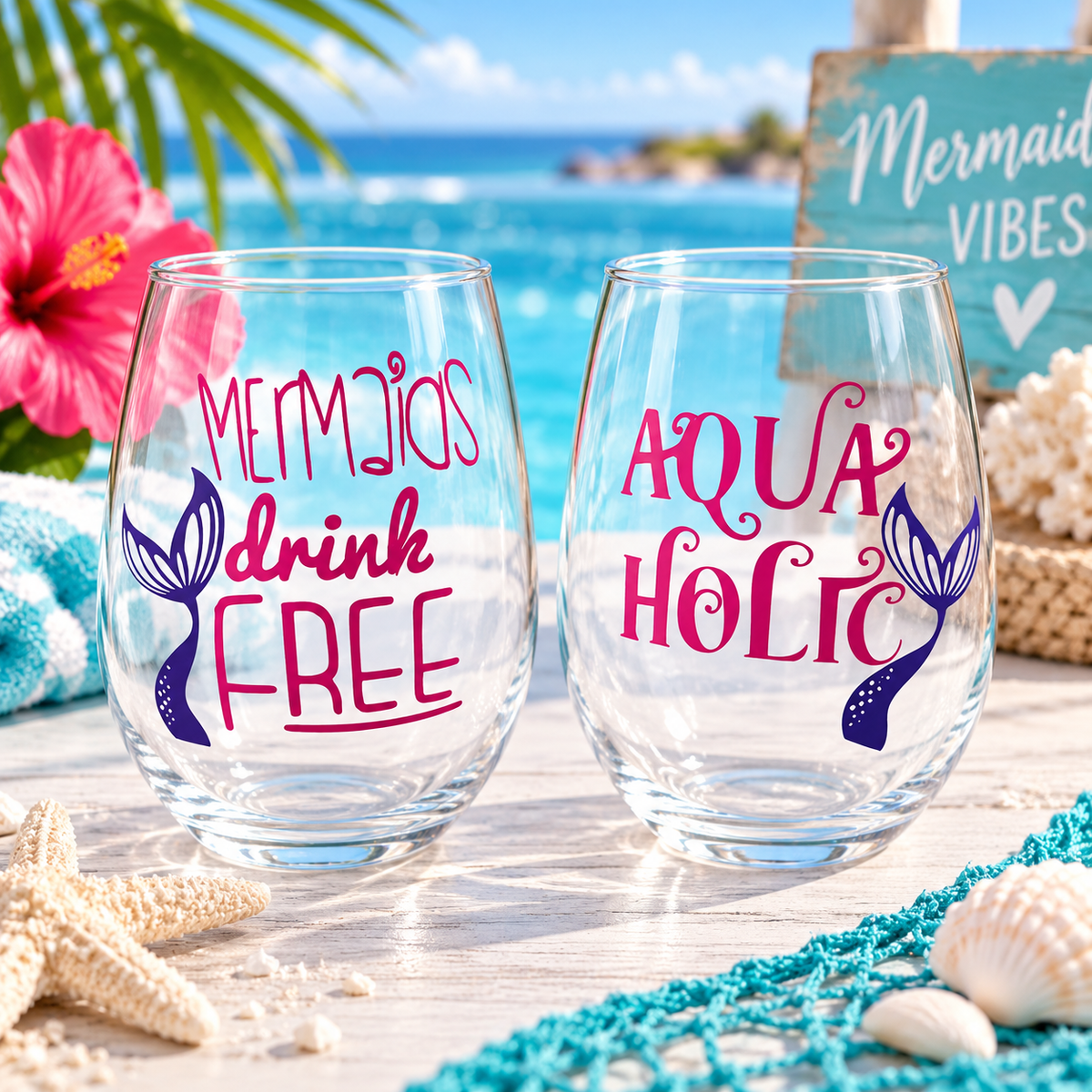 Mermaid Wine Glasses — Glassware photo 3