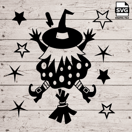Crash Witch SVG original digital design preview.