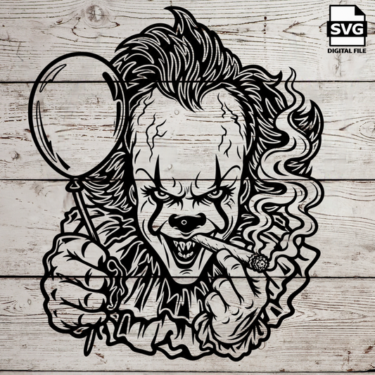 Smoking creepy clown horror SVG digital file for Cricut and laser engraving