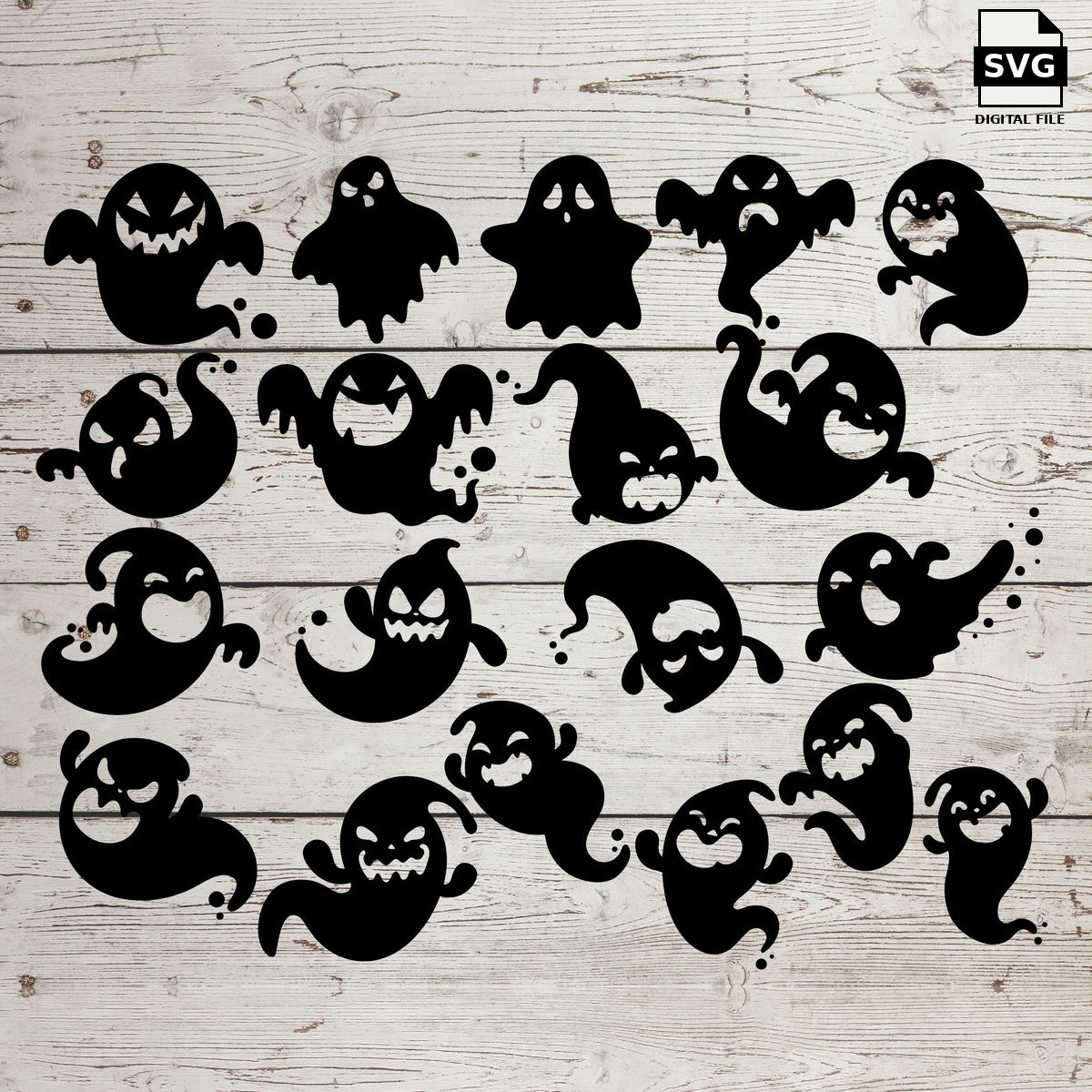 Cute ghost ghouls. SVG digital download preview.