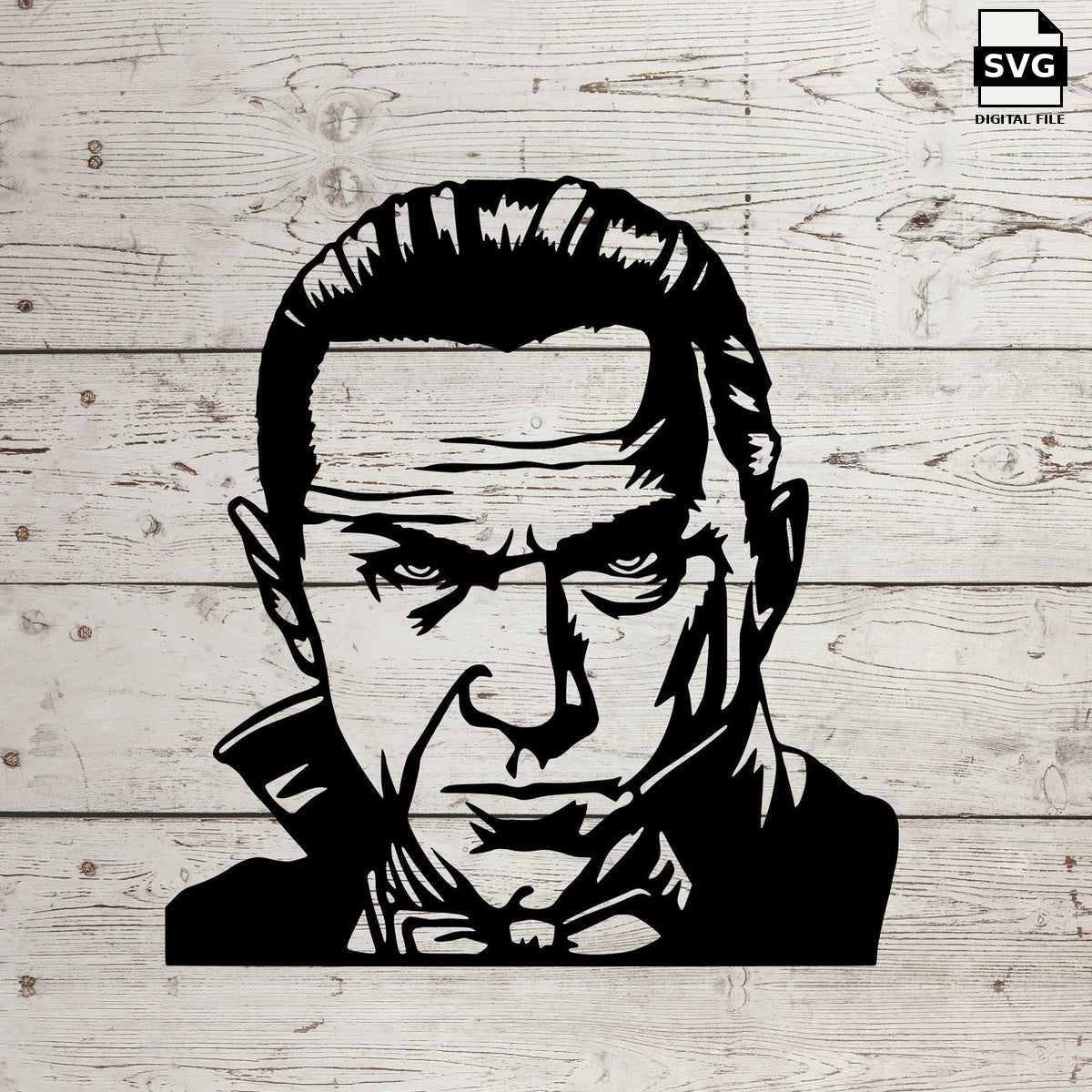Black Dracula portrait. SVG digital download preview.