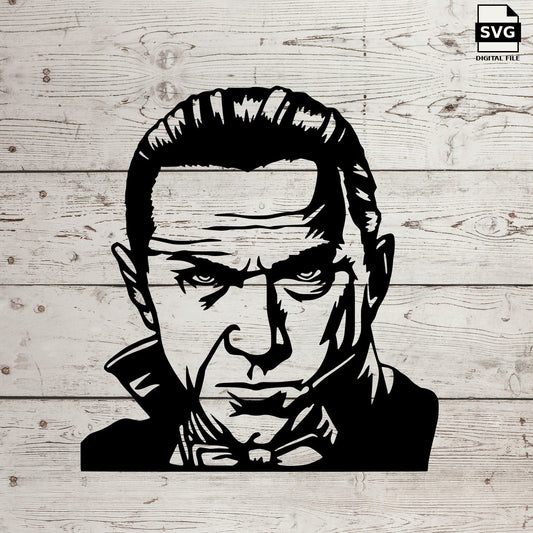 Black Dracula portrait. SVG digital download preview.