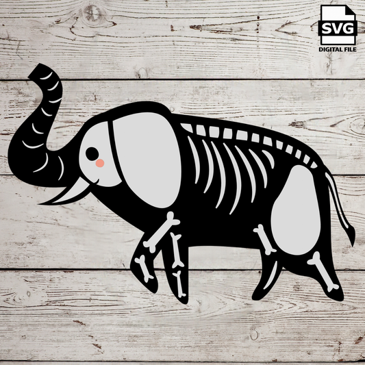 Elephant Skeleton SVG file perfect for Cricut, Cameo, or Silhouette also for laser engraving Glowforge, Scary, Halloween, animal