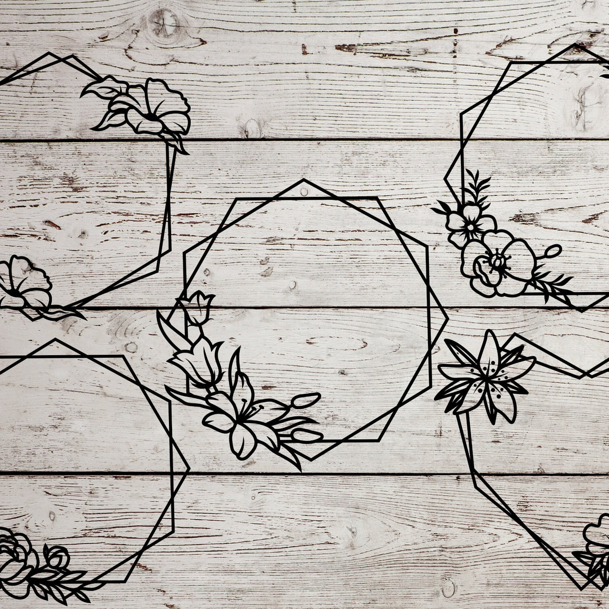 Floral frame bundle cropped from the original artwork for a square digital file preview.