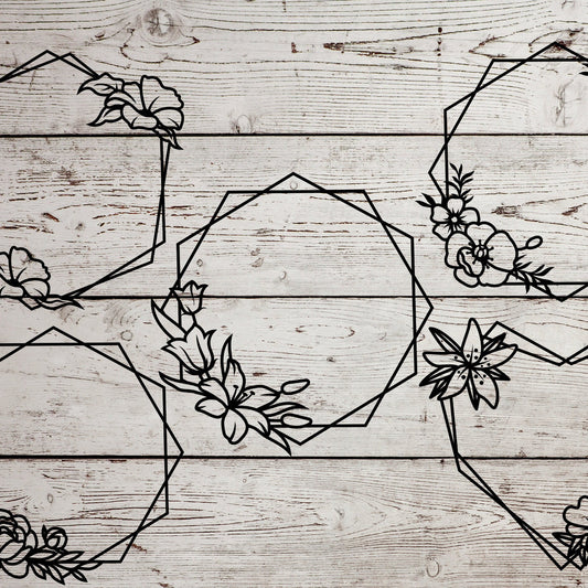Floral frame bundle cropped from the original artwork for a square digital file preview.