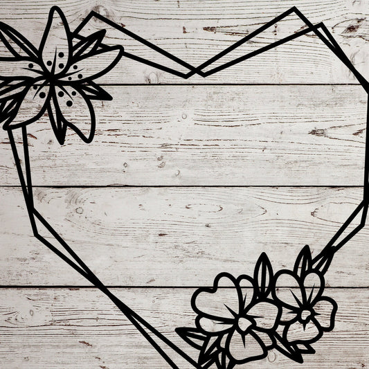 Flower heart frame SVG design cropped from the original artwork for a square digital file preview.