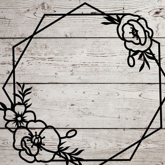 Two-sided floral frame SVG design cropped from the original artwork for a square digital file preview.