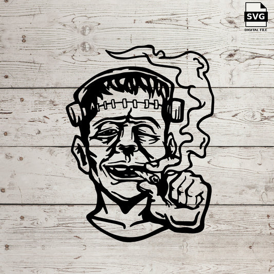 Frankenstein smoking rose. SVG digital download preview.