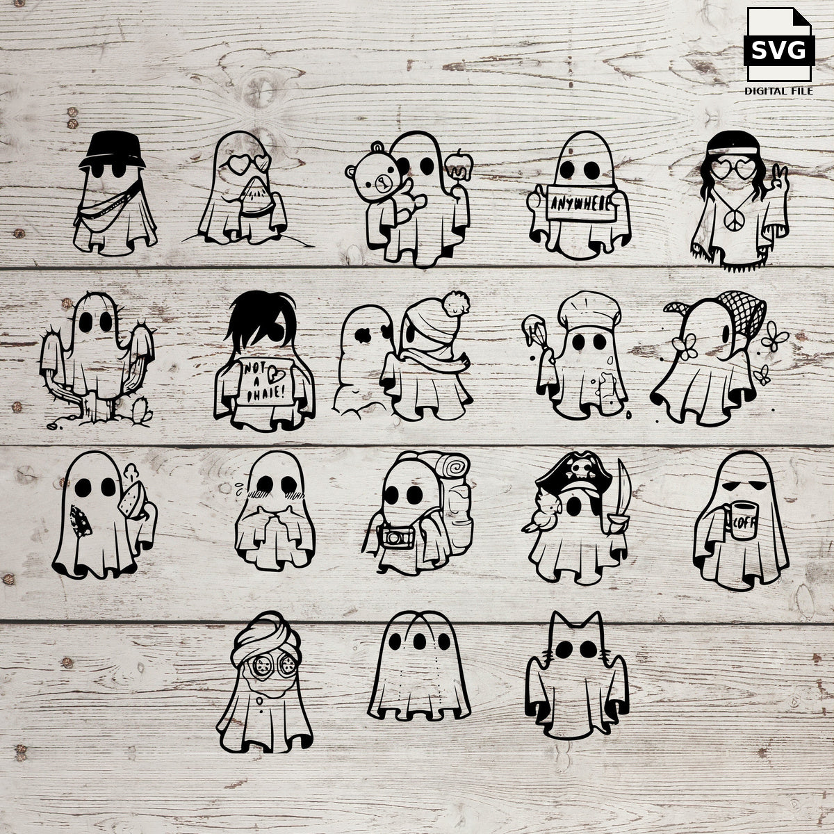 Ghost personalities bundle. SVG digital download preview.
