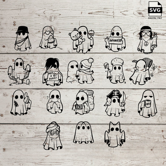 Ghost personalities bundle. SVG digital download preview.