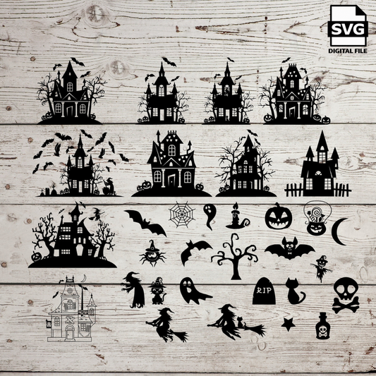 haunted houses svg for Halloween 