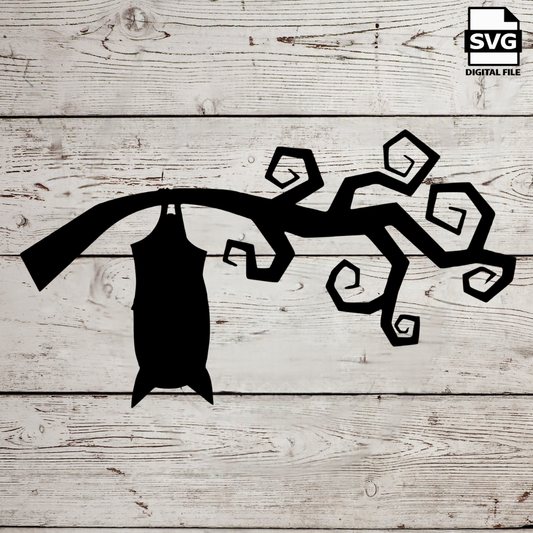 Hanging Bat SVG file for Cricut - laser engraving Glowforge, Scary, Halloween, Minimalistic, Halloween, Horror, phrase, saying