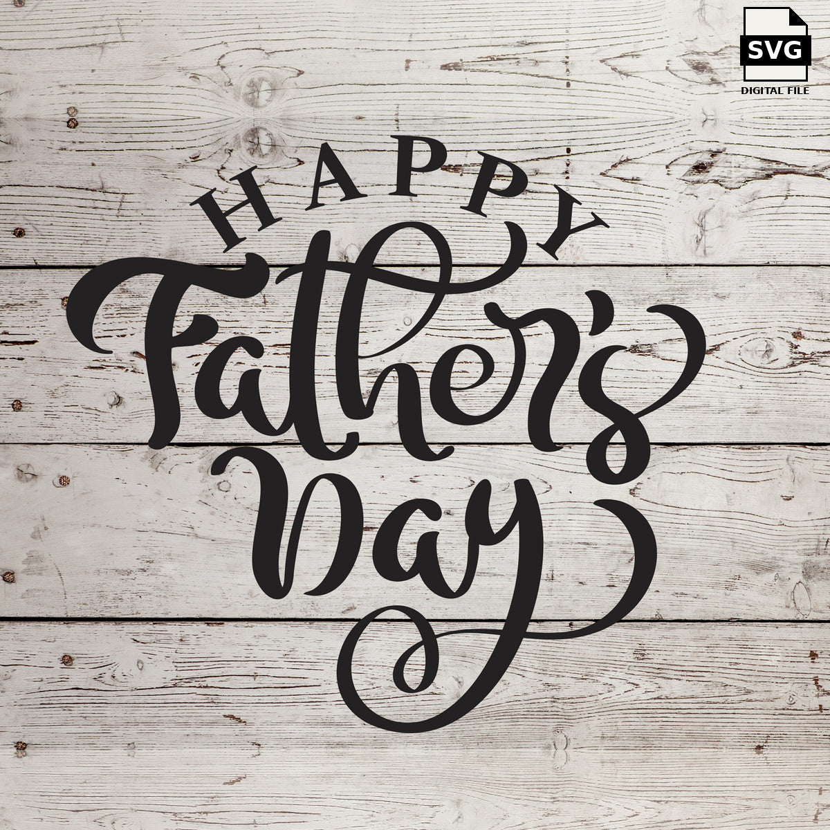 Happy Father's Day cursive lettering. SVG digital download preview.