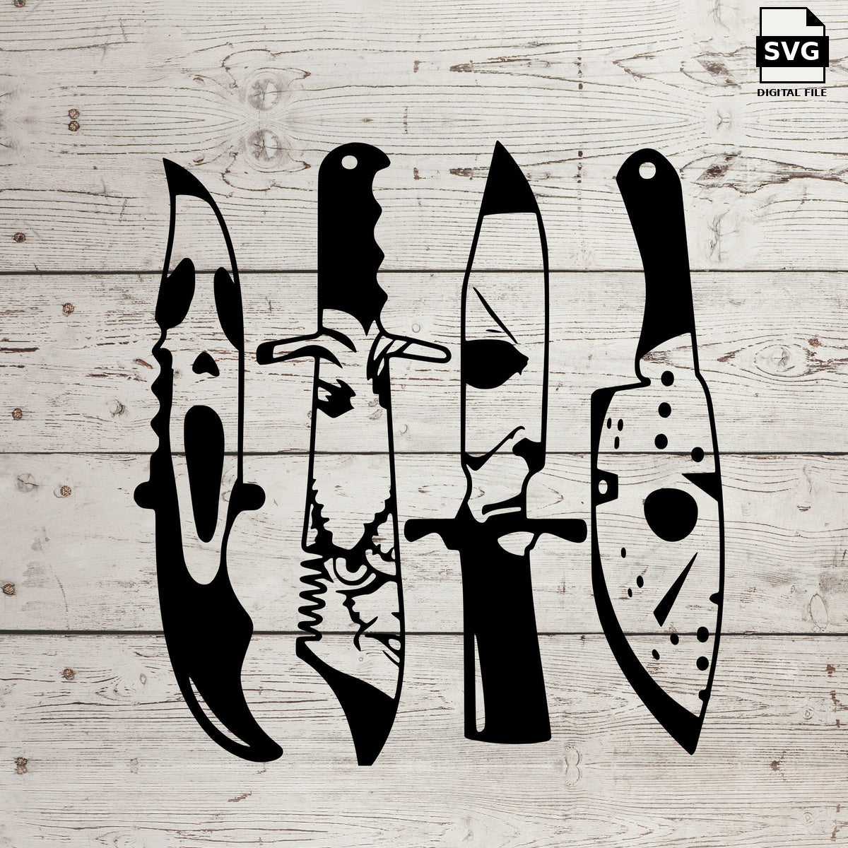 Horror knives bundle. SVG digital download preview.
