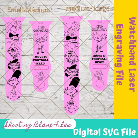 Hey Arnold Watch Band SVG: Cartoon, 80's Baby, Classic Cartoons, Memories (Digital File), Glowforge