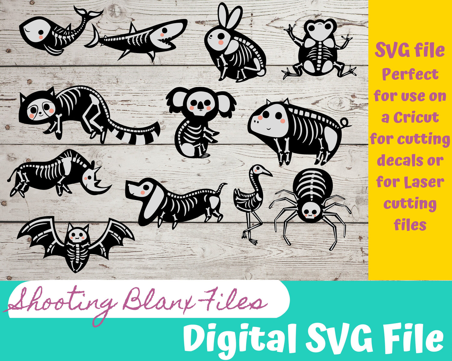 Animal Skeleton 22 SVG Bundle file perfect for Cricut, Cameo, or Silhouette also for laser engraving Glowforge, Scary, Halloween, animal