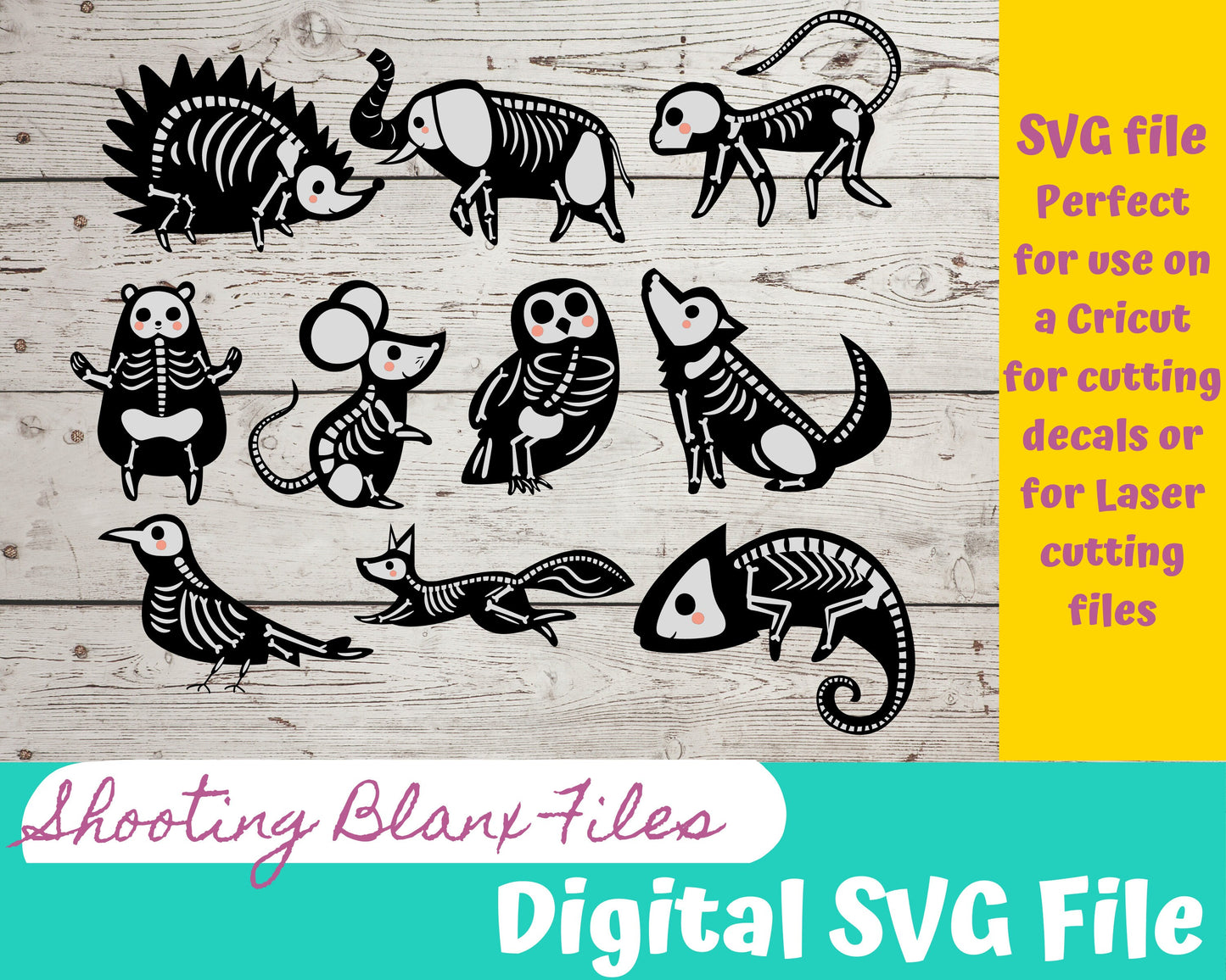 Animal Skeleton 22 SVG Bundle file perfect for Cricut, Cameo, or Silhouette also for laser engraving Glowforge, Scary, Halloween, animal