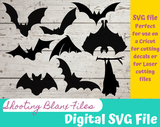 Bats SVG file for Cricut and laser engraving Glowforge, Scary, Halloween, Minimalistic, Halloween, Horror, Haunted House, Haunted Scenes