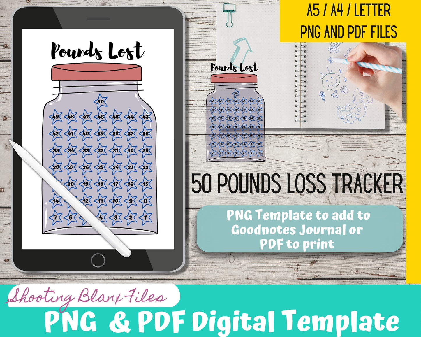 3 Weight Loss Journal Template/ 50 Pound tracker / Weight loss / Bujo /  Journal / Digital template / Journal Page layout
