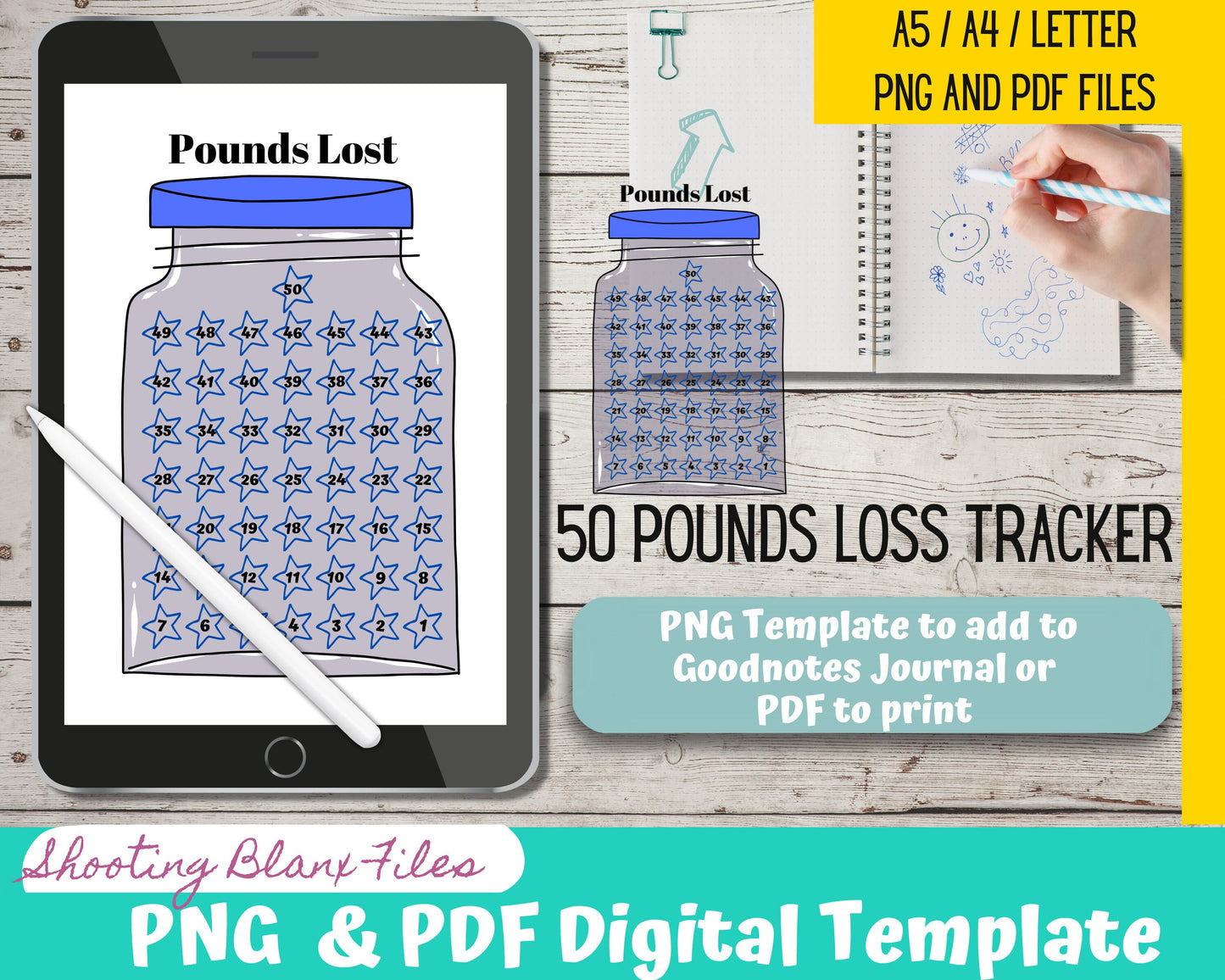 3 Weight Loss Journal Template/ 50 Pound tracker / Weight loss / Bujo /  Journal / Digital template / Journal Page layout