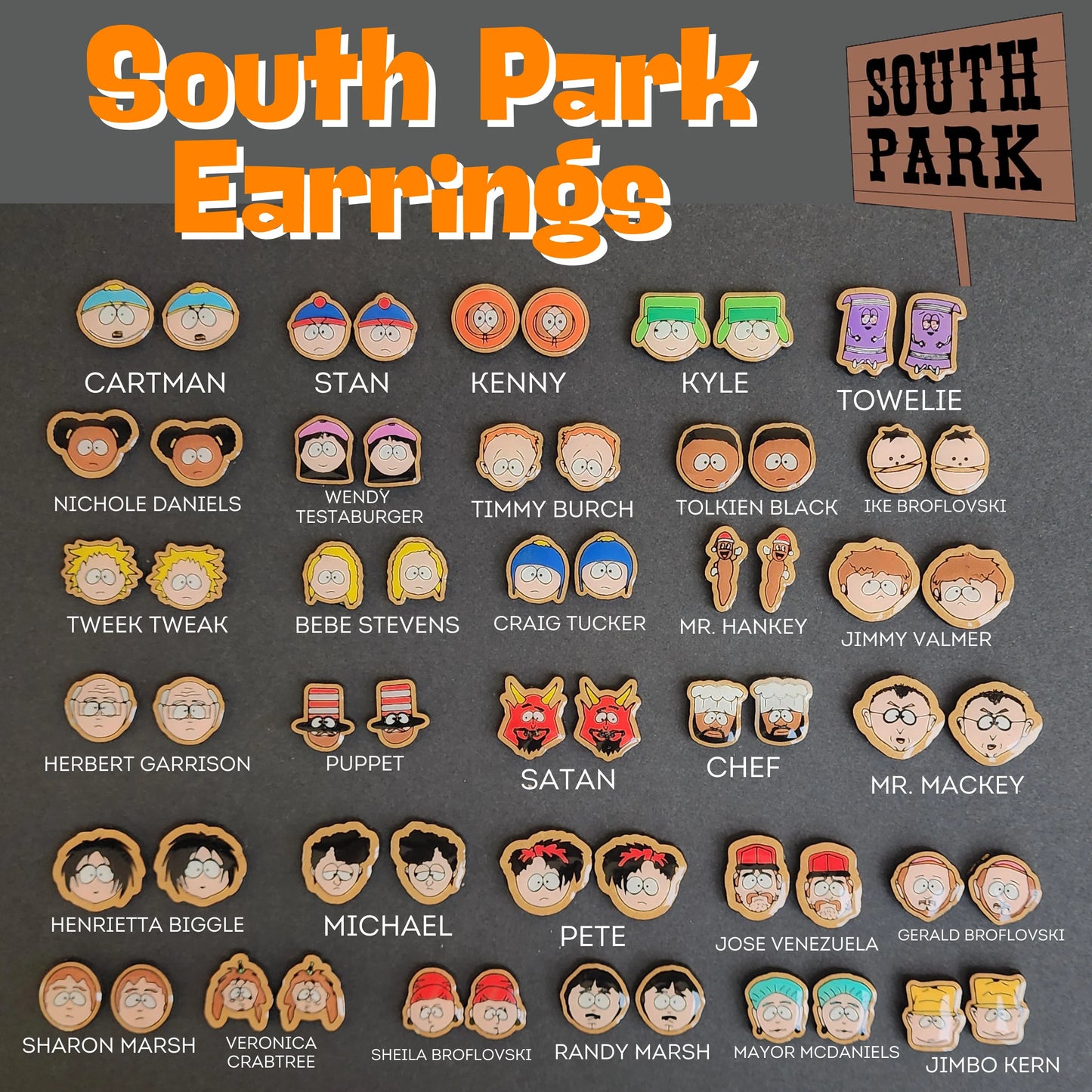 South Park Inspired Cartoon Earrings