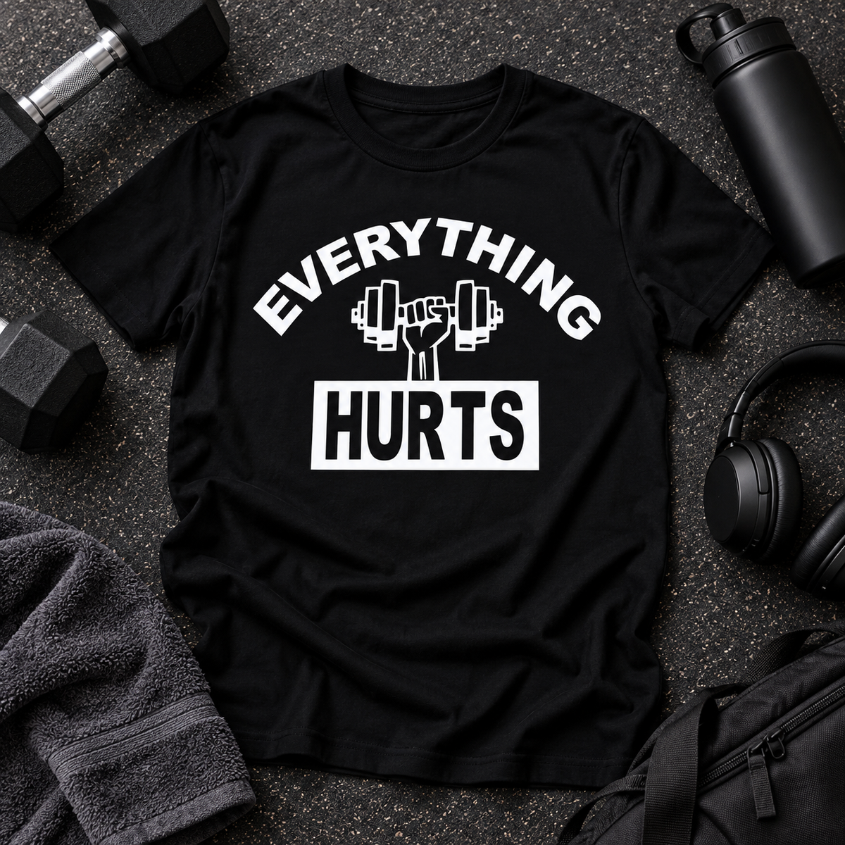 Everything Hurts Funny Workout T-Shirt — T-Shirt photo 3