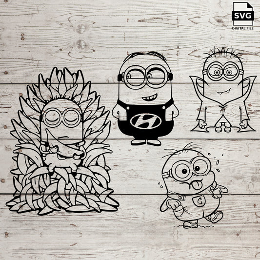 Minion characters including a throne design. SVG digital download preview.