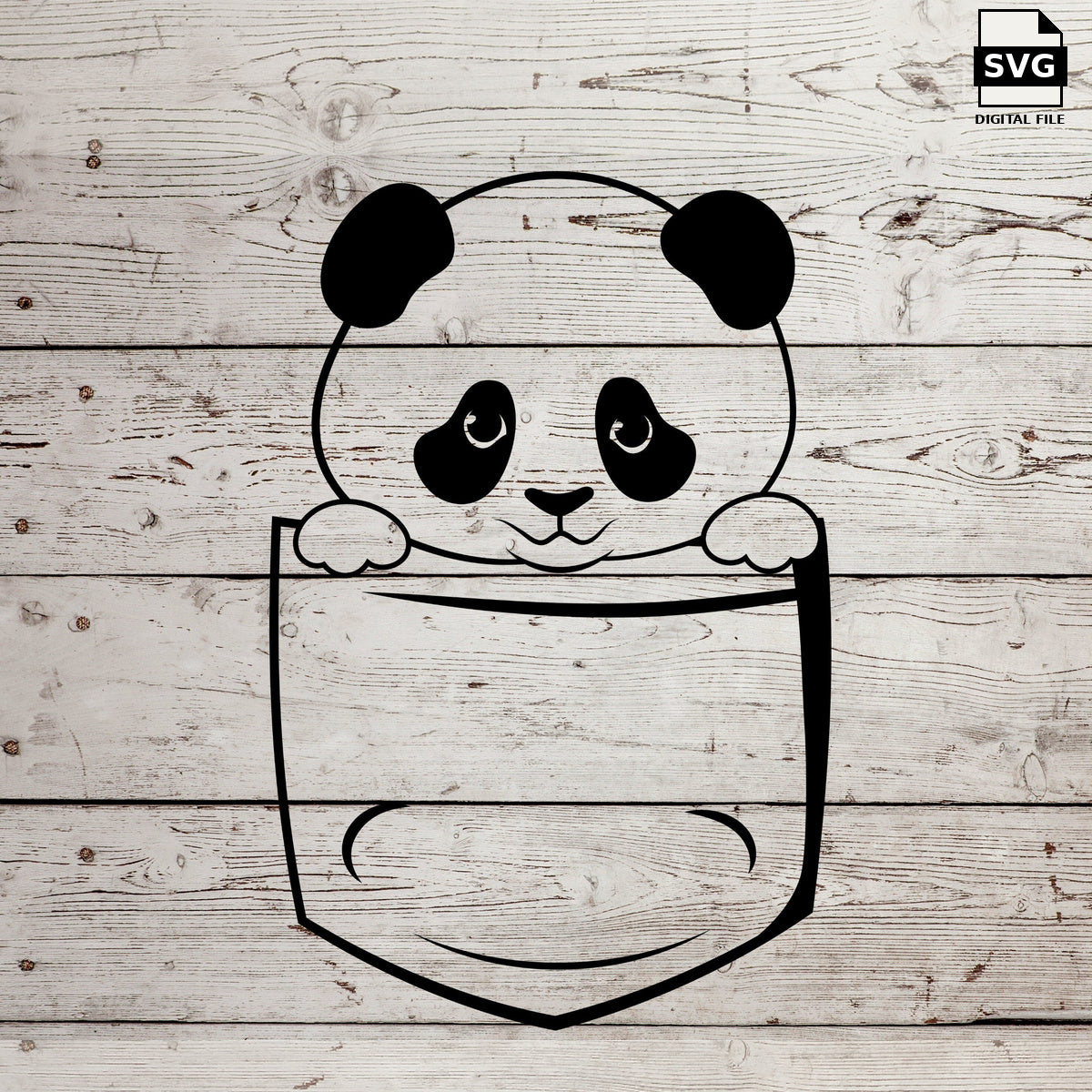 Pocket panda buddy. SVG digital download preview.
