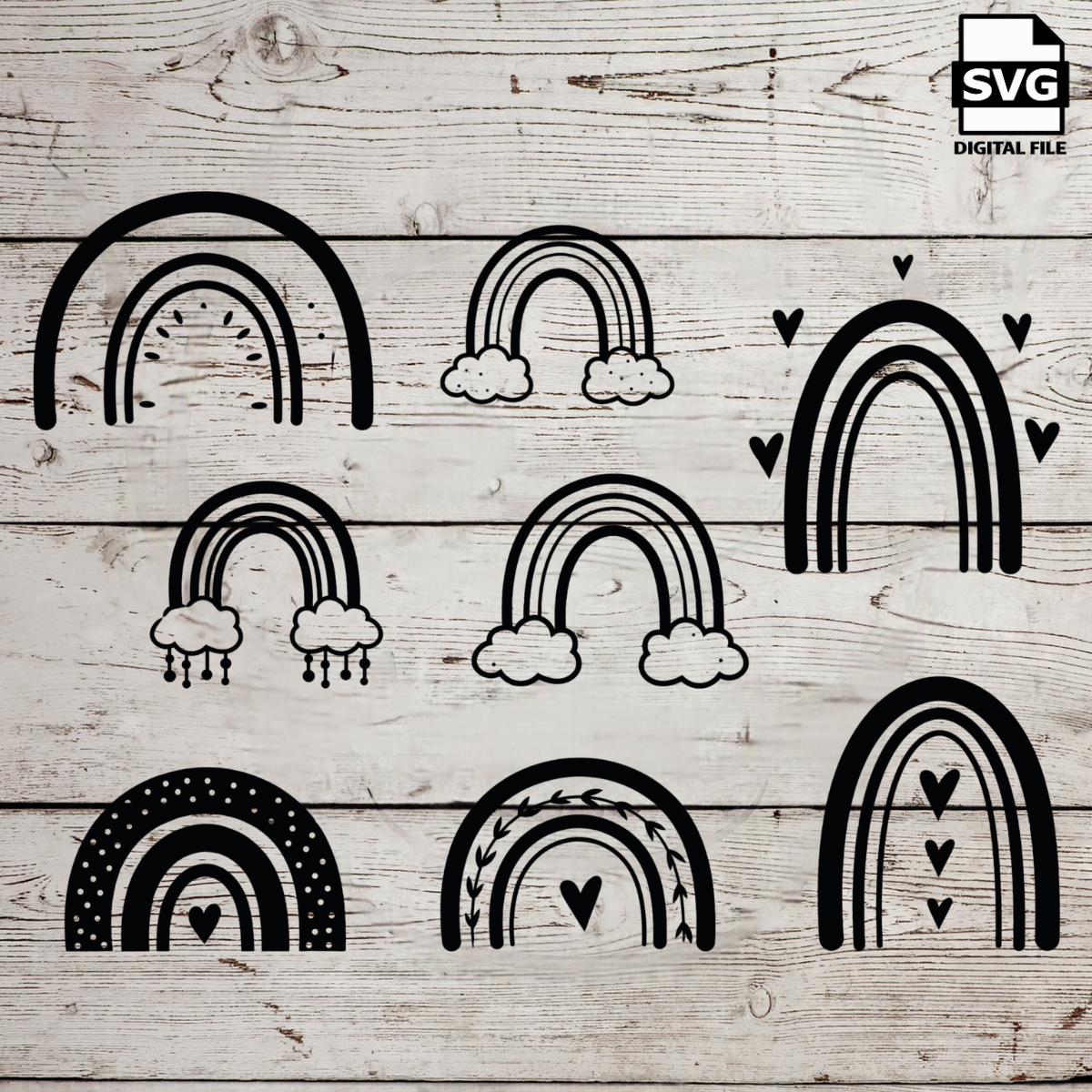 Rainbow bundle SVG files perfect for Cricut, Cameo, or Silhouette also for laser engraving Glowforge, Hand, love, God, Sky