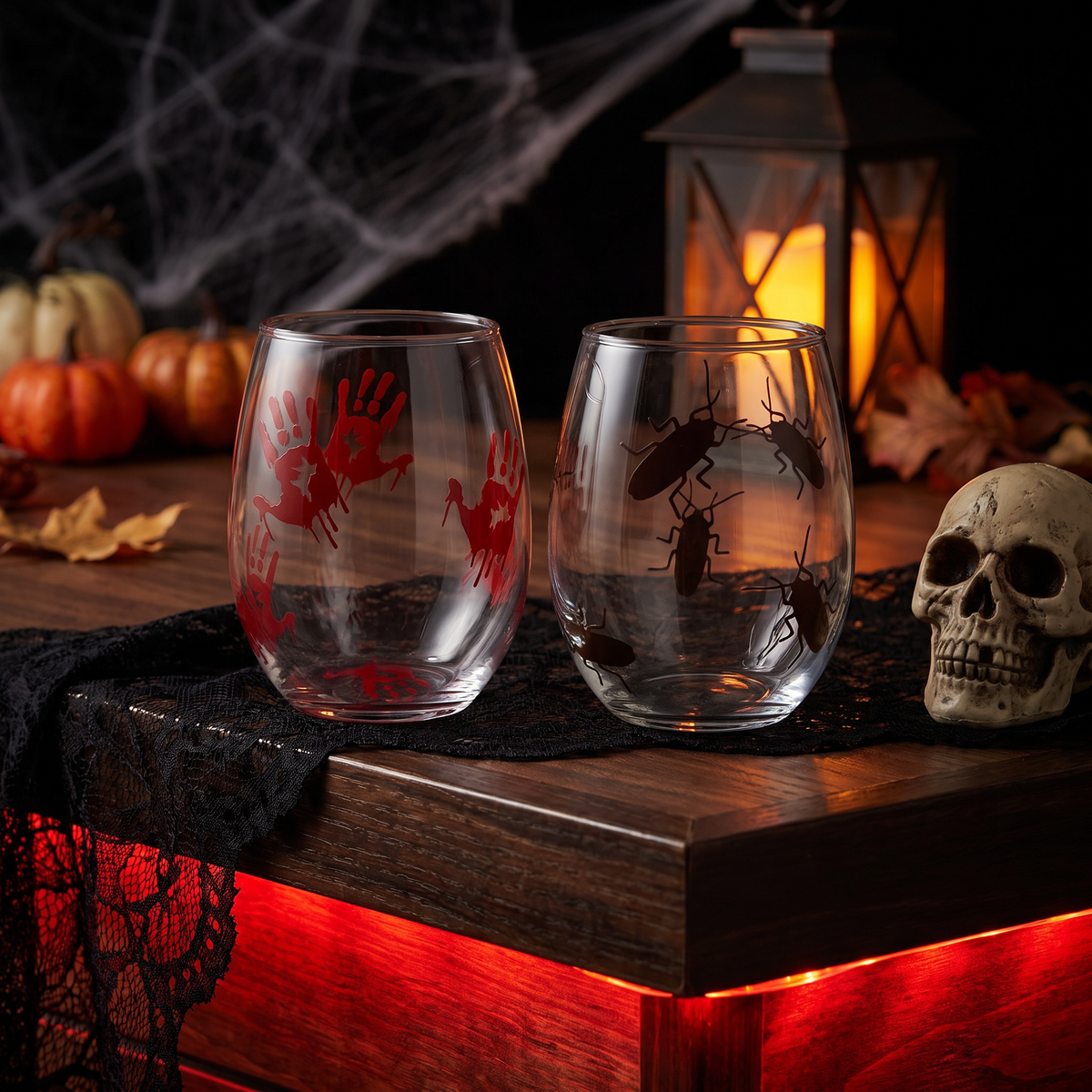 Cockroach & Bloody Hands Prank Wine Glass — Glassware photo 3