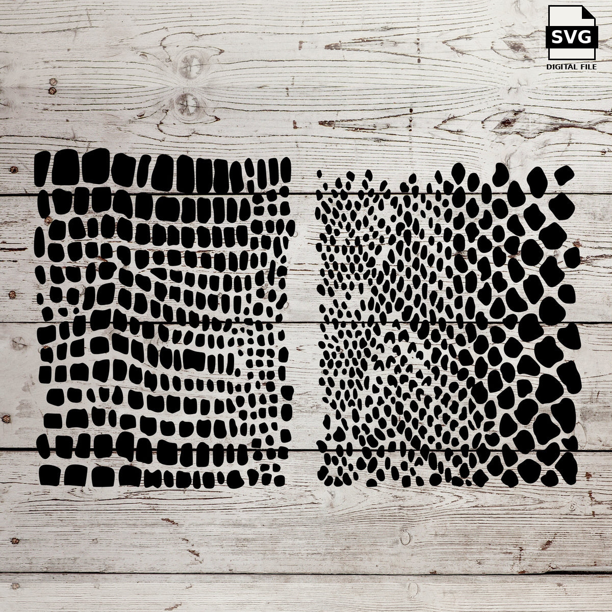 Three reptile skin pattern panels. SVG digital download preview.