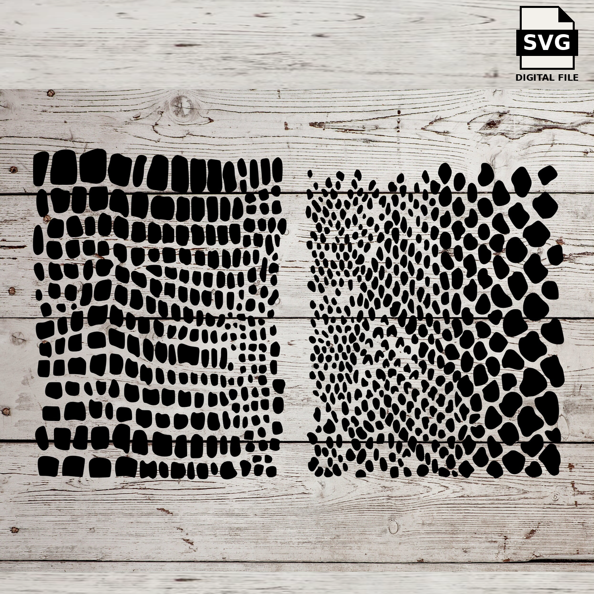Three reptile skin pattern panels. SVG digital download preview.