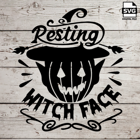 Resting Witch Face SVG file for Cricut - laser engraving Glowforge, Scary, Halloween, Minimalistic, Halloween, Horror, phrase, saying